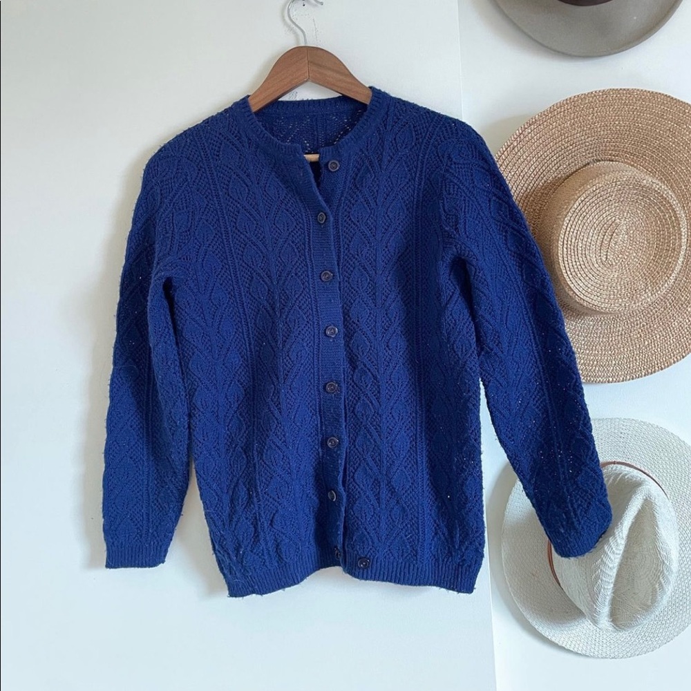 Vintage navy blue knit cardigan
